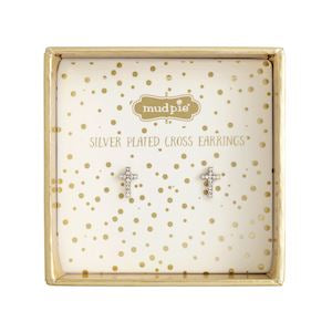 The Porch Mud Pie Small Cross Earrings
