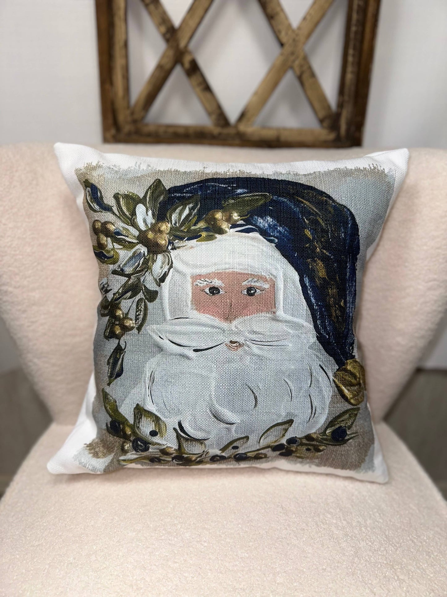 The Porch GA Navy Santa Pillow