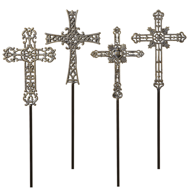 The Porch CBK Home Large Cast Iron Cross Garden Stake