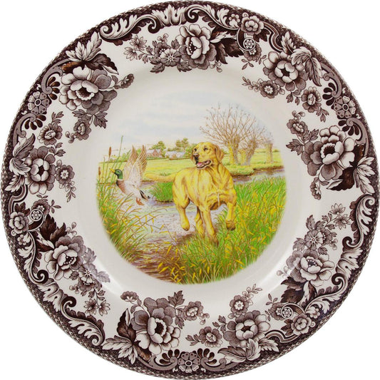 Spode Woodland Dinner Plate 10.5 Inch, Yellow Labrador Retriever