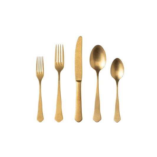 Costa Nova Prado Vintage Gold Flatware 5 Piece Set