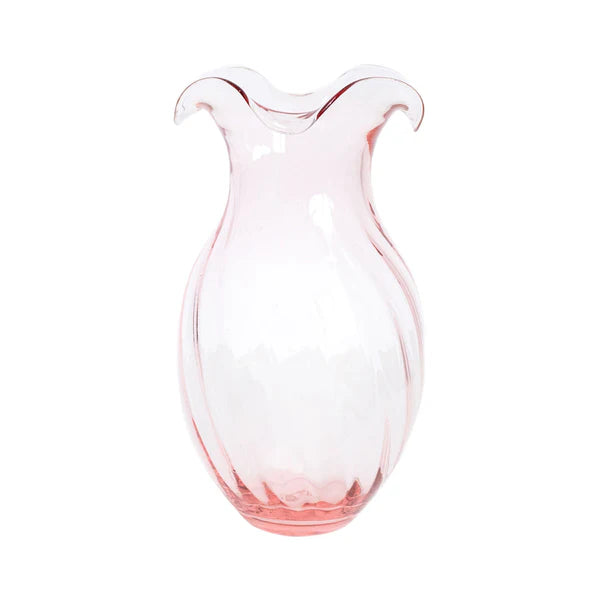 Vietri Hibiscus Glass Vertical Fluted Small Vase