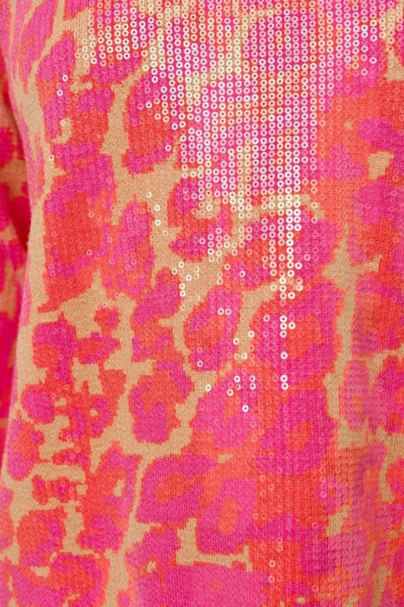Wild About Pink Sequin Sweater Top