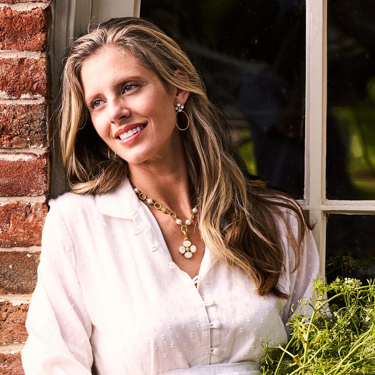 Capucine De Wulf Berry Clover Teardrop Mother of Pearl Earrings- Gold