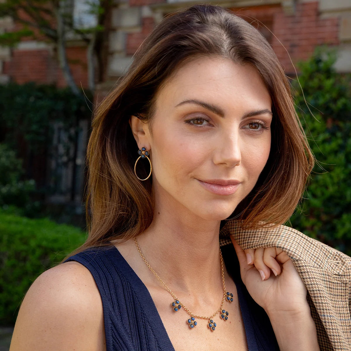 Capucine De Wulf Berry Clover Teardrop Earrings - Blue Labradorite