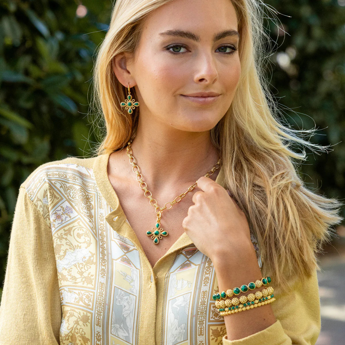 Capucine De Wulf Monique Gem Dangle Earrings- Malachite