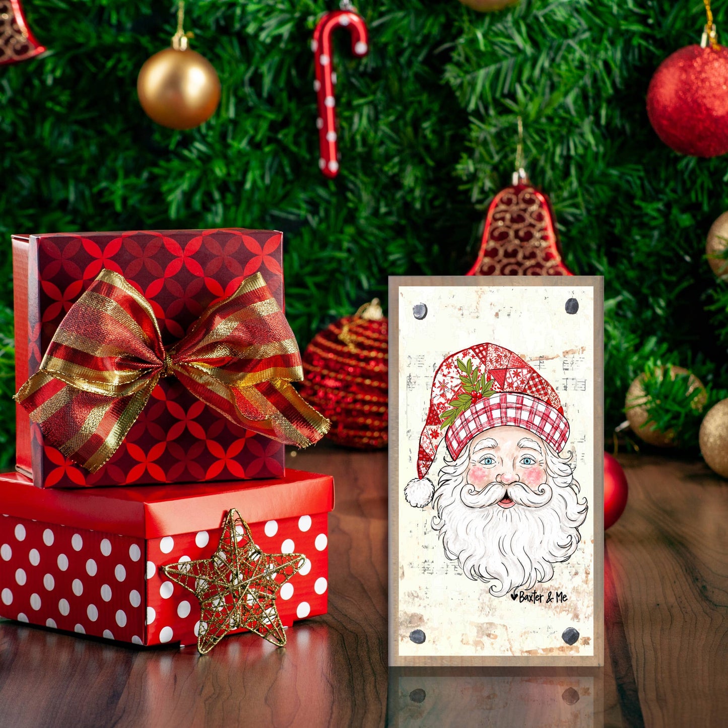 The Porch Baxter and Me Quilted Santa Happy Block