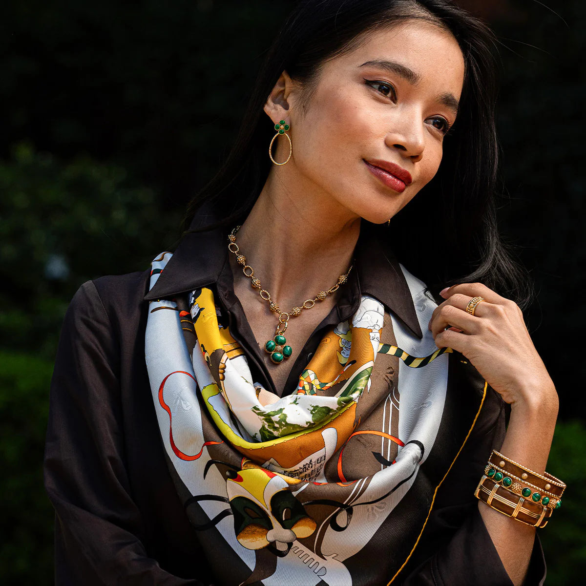 Capucine De Wulf Berry Clover Teardrop Earrings- Malachite