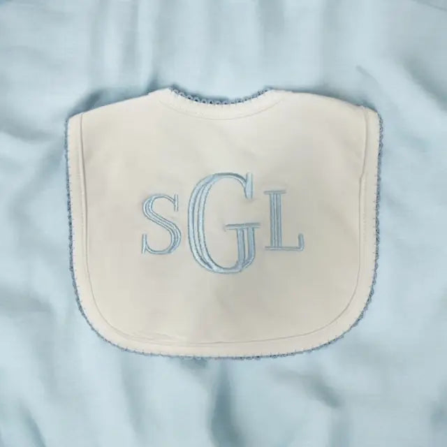 The Porch Zsa Zsa Lolli Blue Picot Trimmed Bib