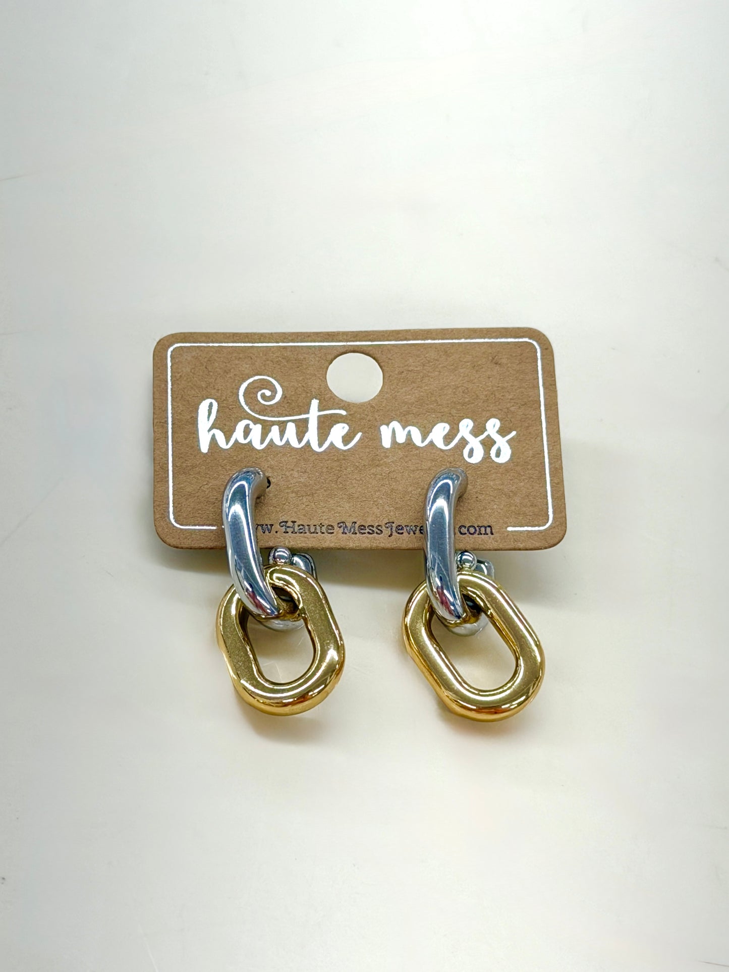 Haute Mess Mixed Metals Link Earrings