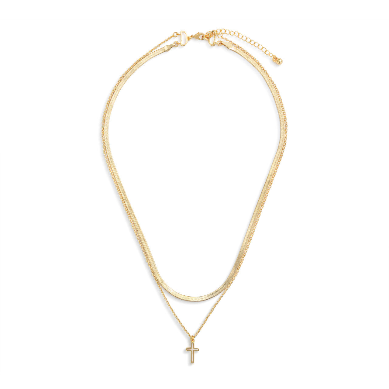 Demdaco Layered Cross Gold Necklace 18in