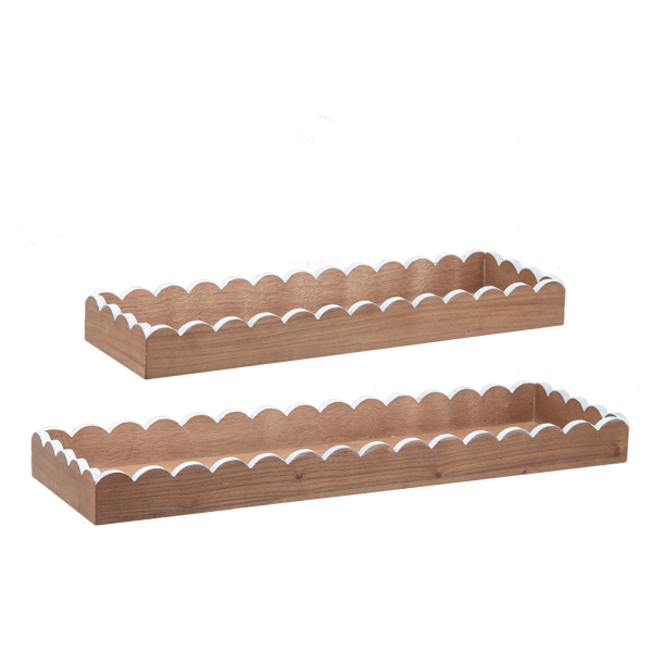 The Porch CBK Home Scalloped Edge Wood Trays