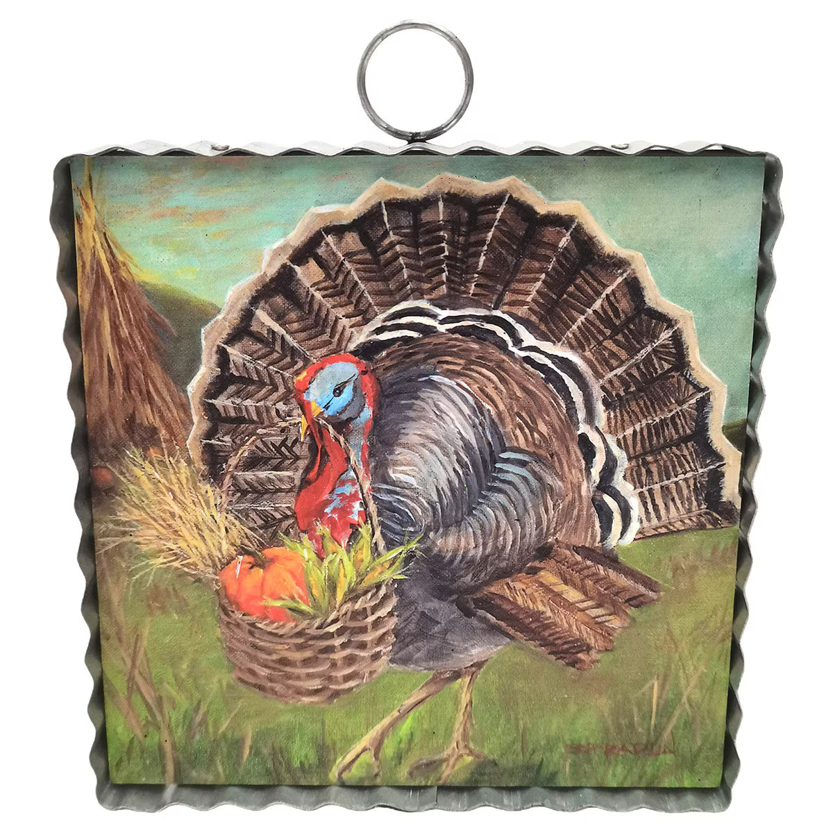 The Porch Round Top Mini Art Turkey and Basket