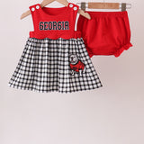 The Porch Red Georgia Applique Gingham Bloomer Set