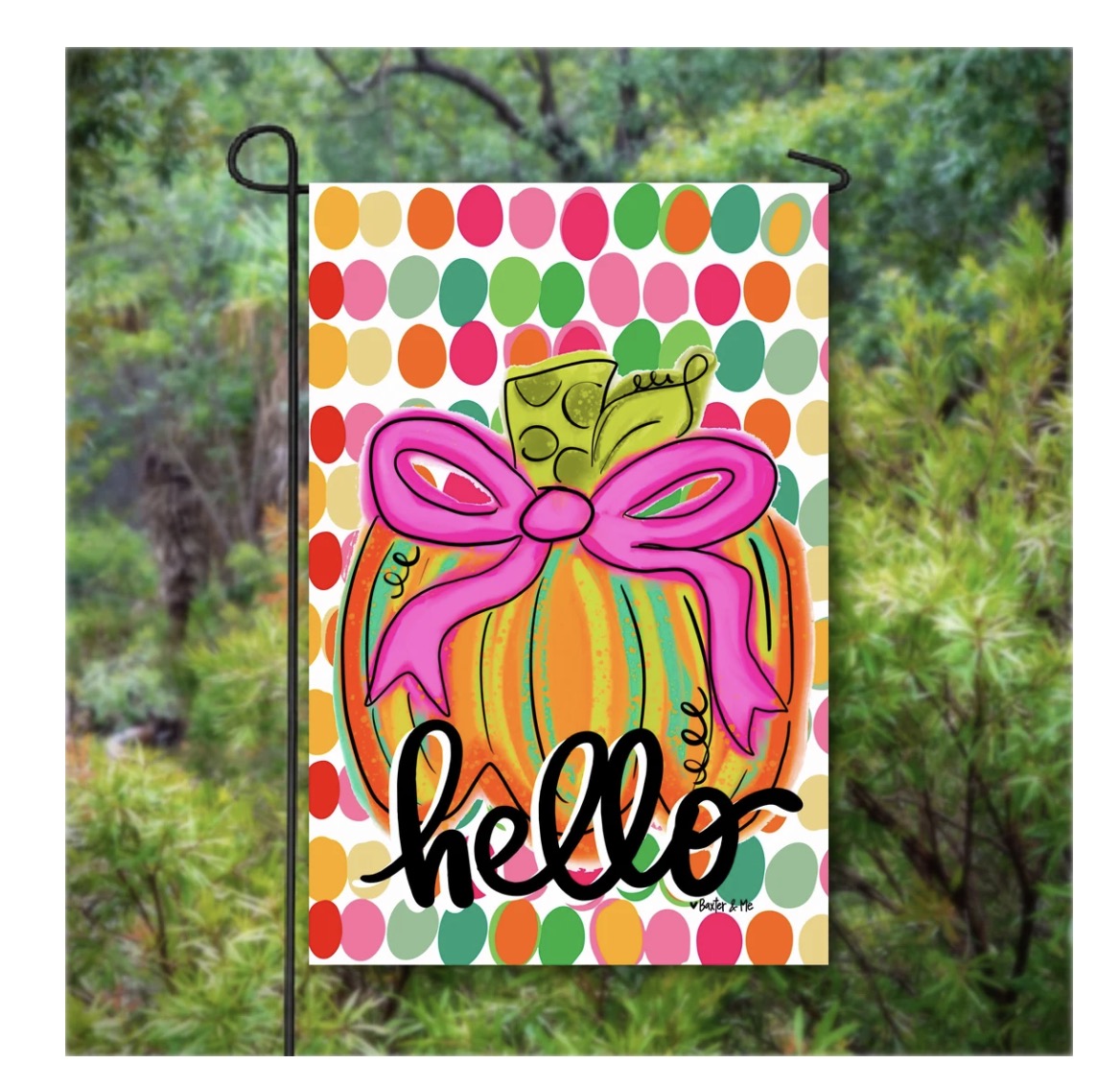 The Porch Happy Dot Pink Garden Flag