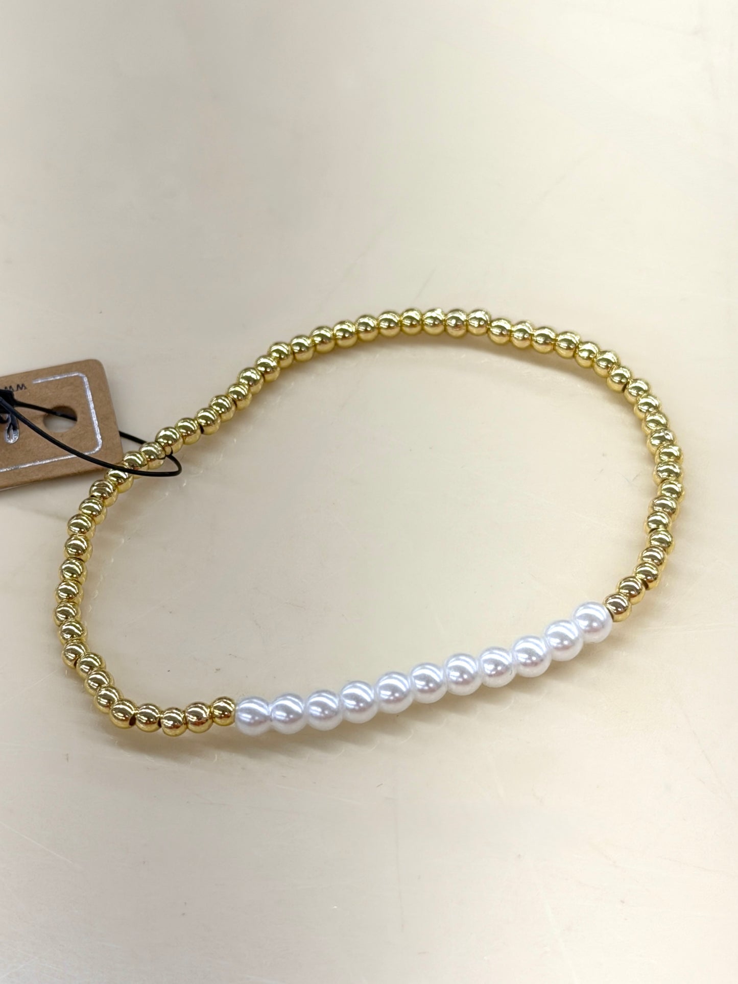 Haute Mess Gold Beaded Bracelet With 12 Pearls