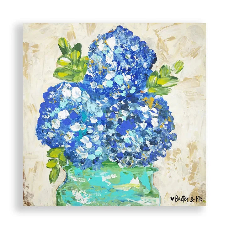 The Porch Baxter & Me Hydrangeas Wrapped Canvas- 12x12