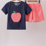 The Porch Navy Apple Applique Denim Set