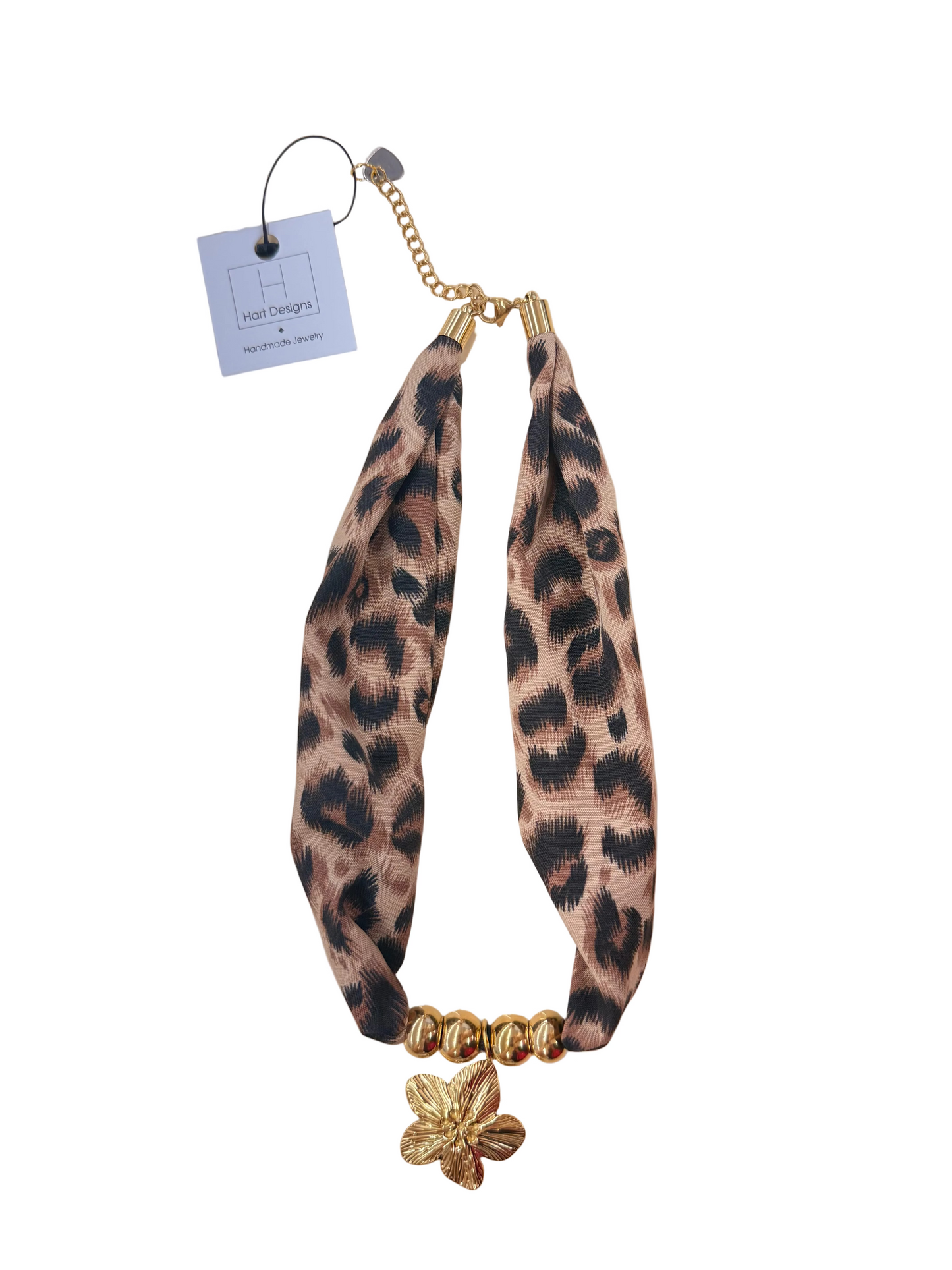 Hart Designs Cheetah Flower Scarf Necklace