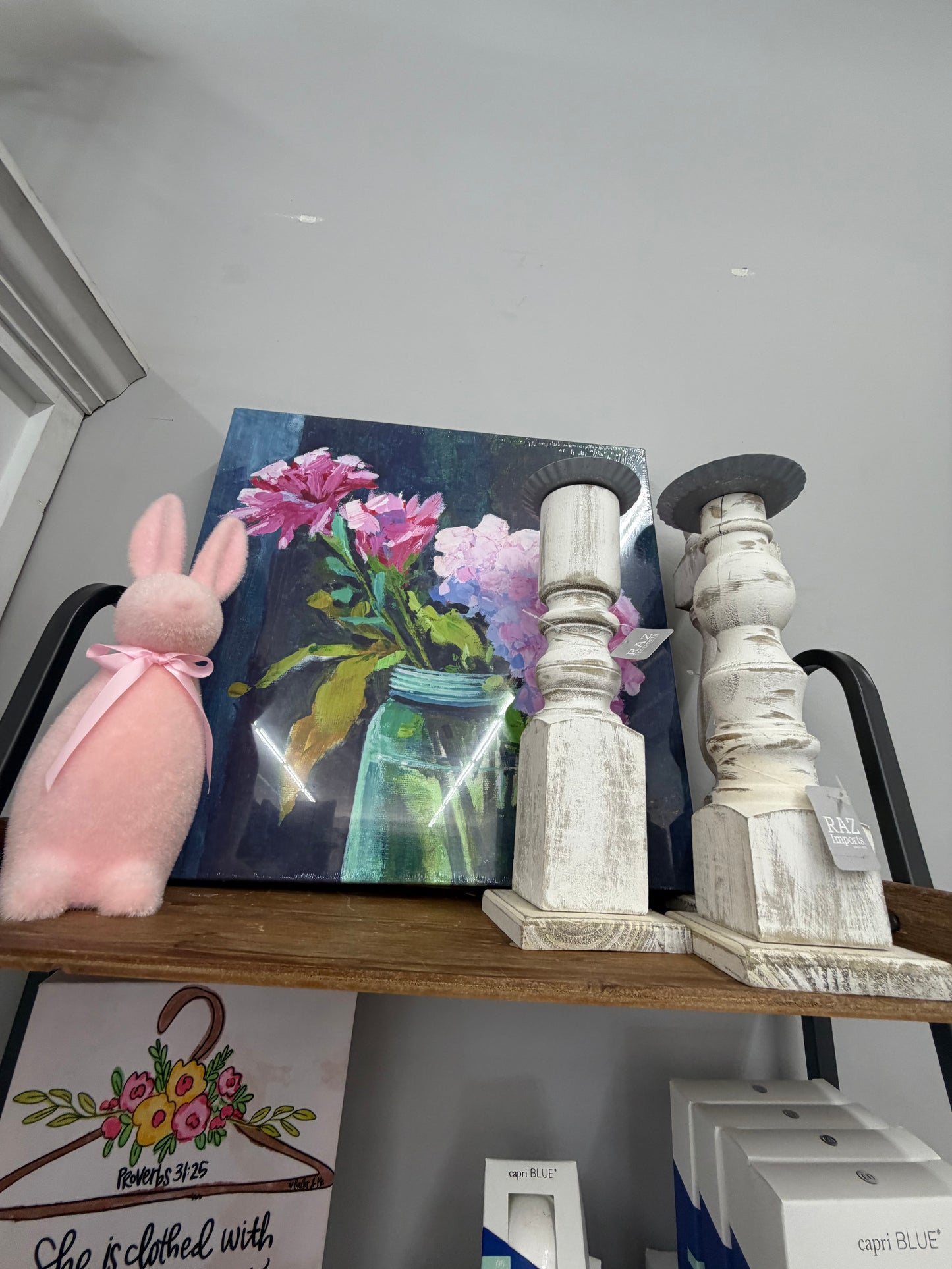 The Porch Raz Navy Canvas with Pink Hydrangeas