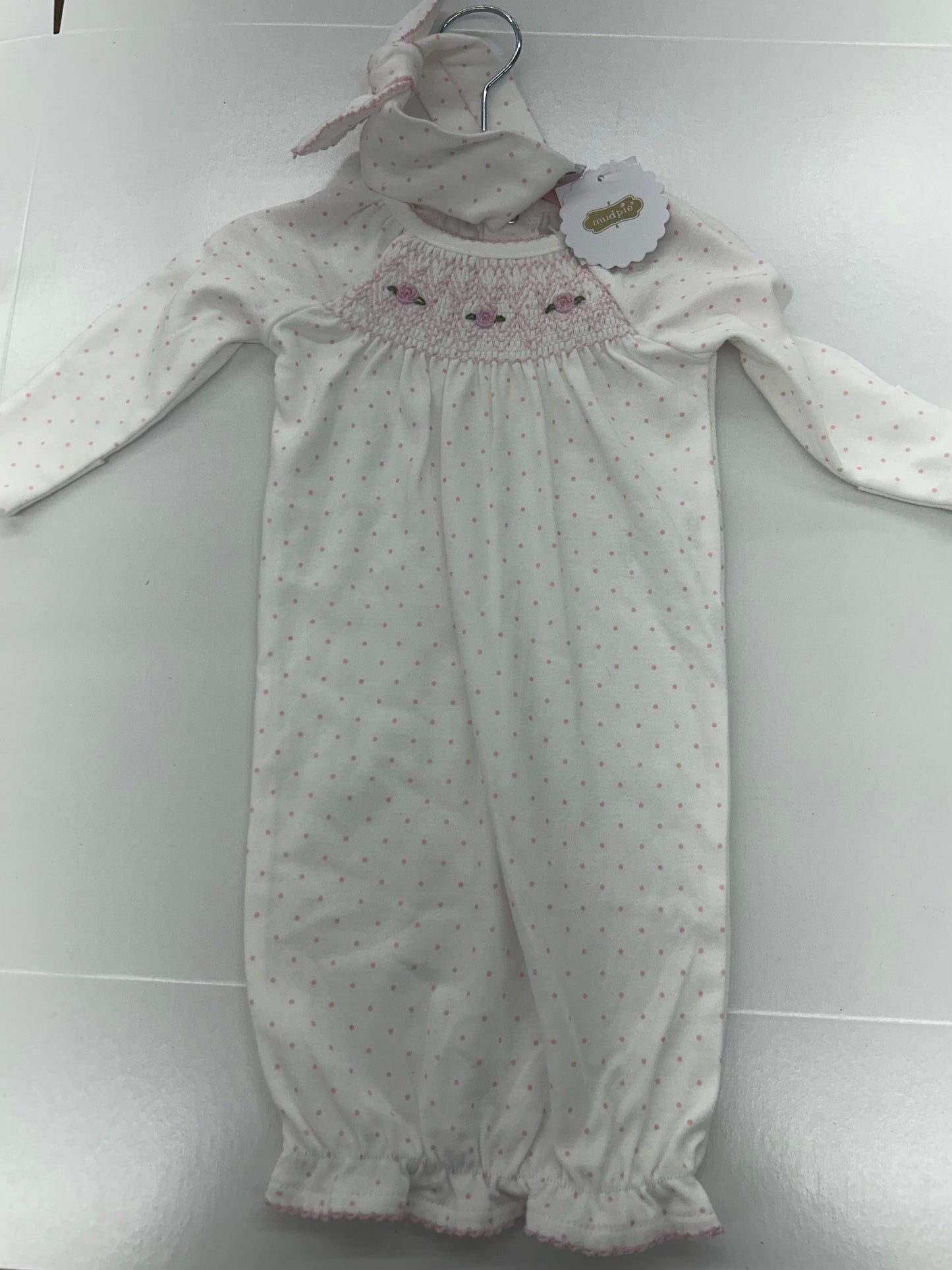 The Porch Mud Pie Dotted Gown with Headband
