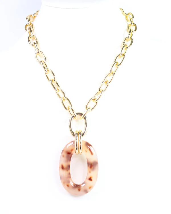 Caroline Hill Theodora Pendant Necklace Lt Tortoise