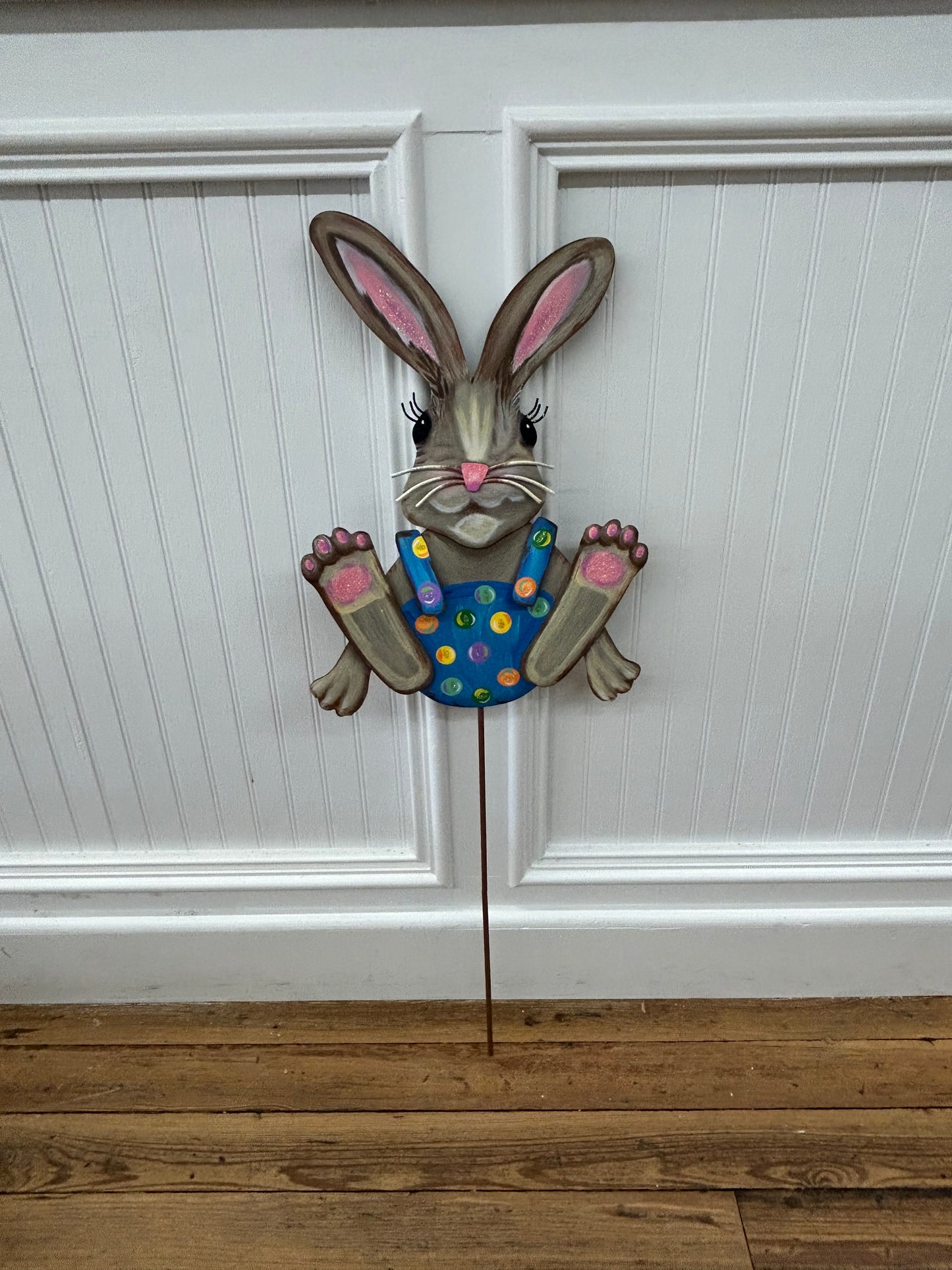 The Porch Round Top Easter Bunny Garden Stake