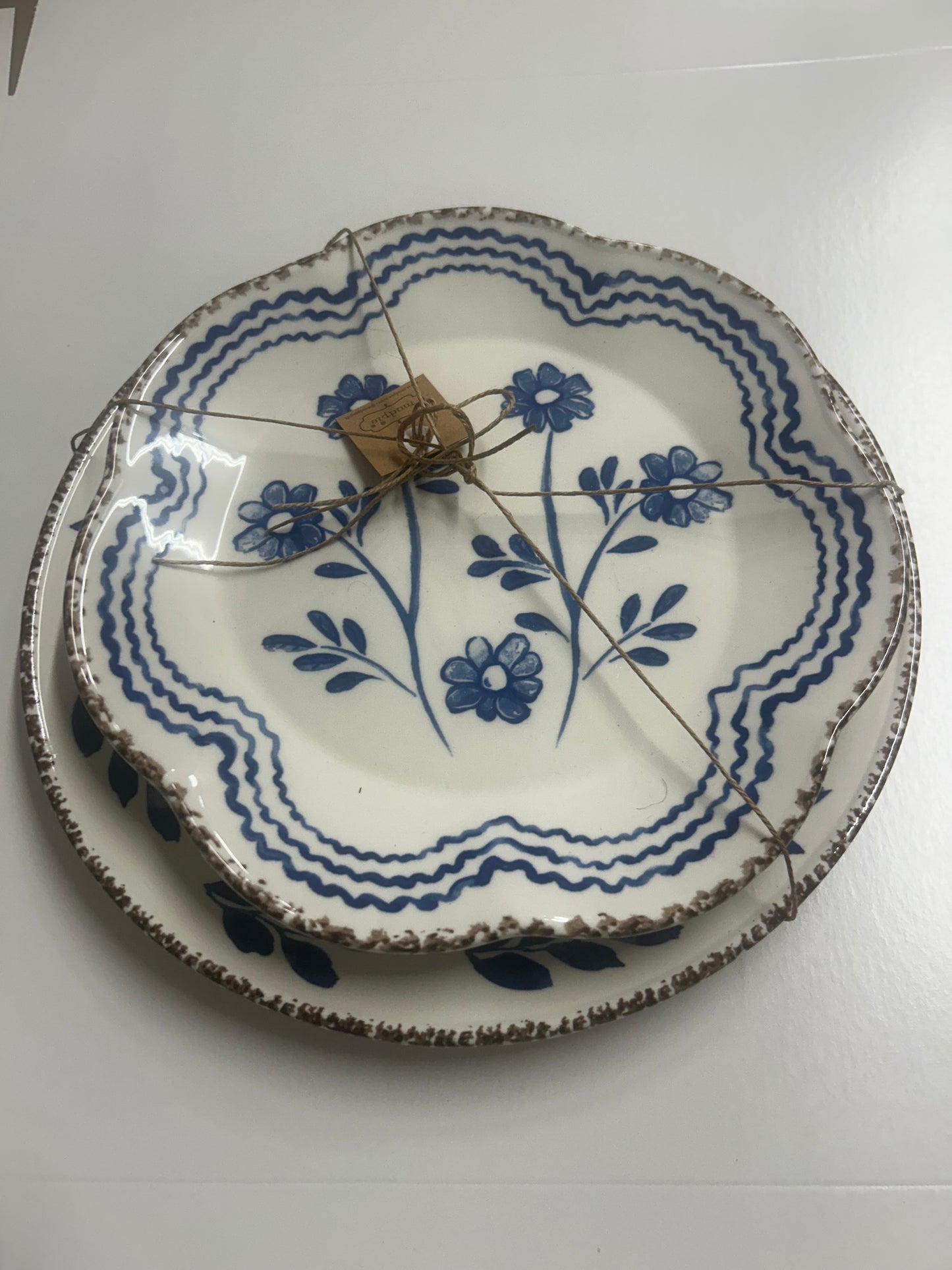 The Porch Mud Pie Blue White Platter Set