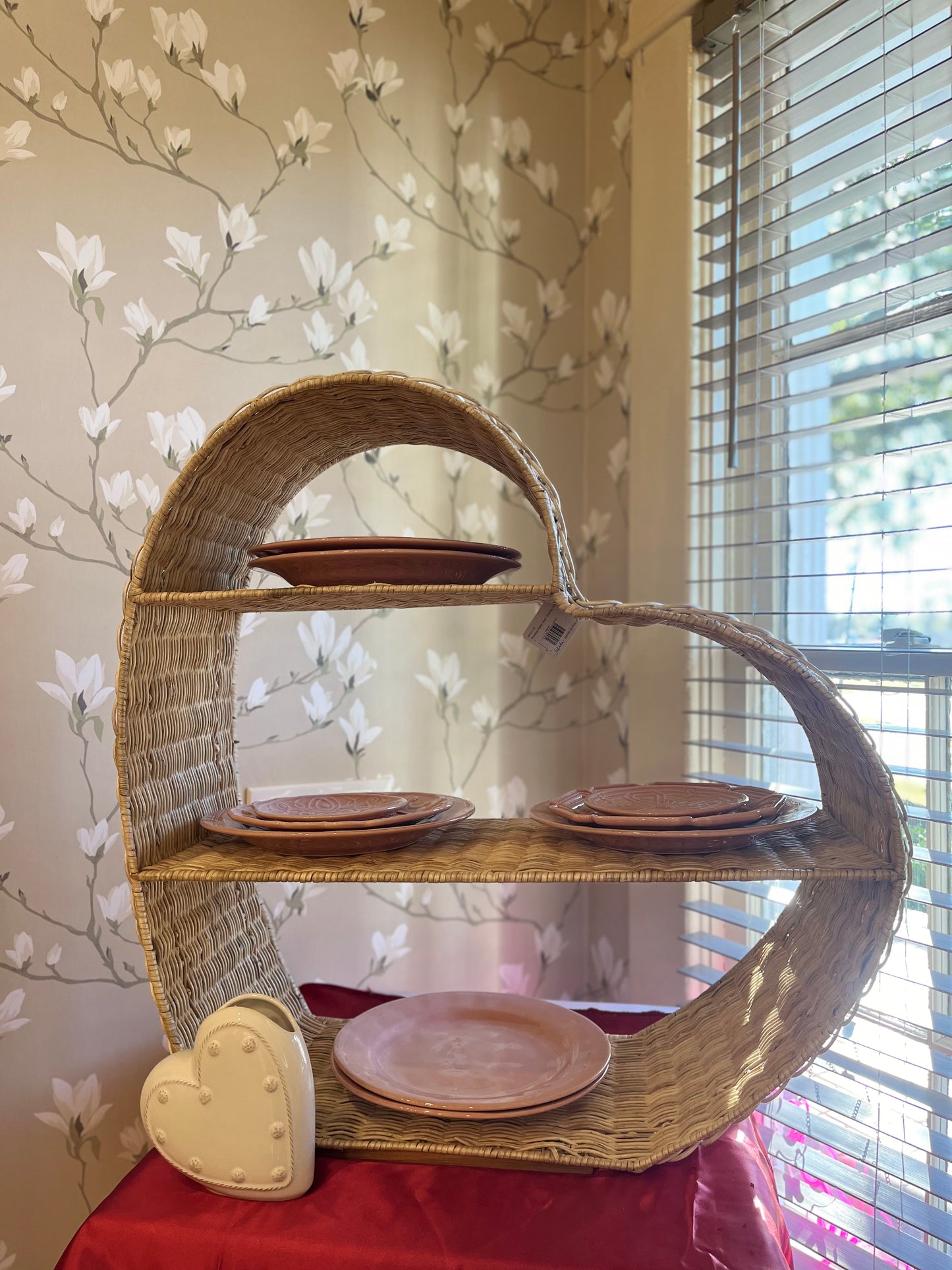 Juliska Provence Rattan Heart Shelving Unit-Whitewash