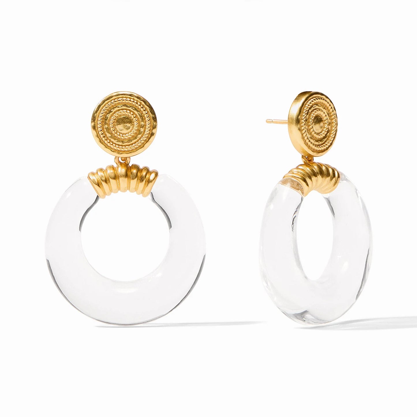 Julie Vos Madison Statement Earring - Gold & Acrylic - Clear Acrylic