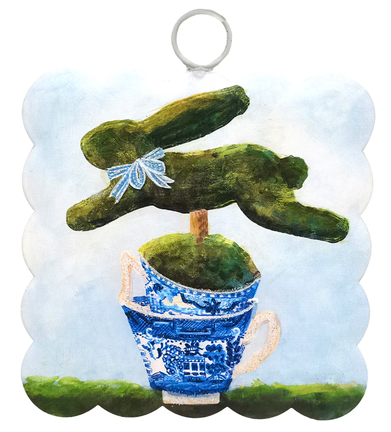 The Porch The Round Top Collection Mini Scallop Art Bunny in Teacup