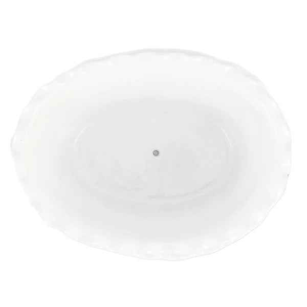 Vietri Rustic Garden White Ruffle Oval Planter