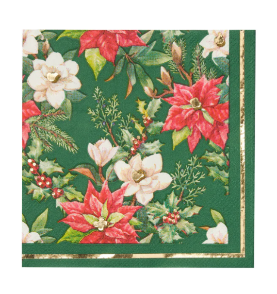 Sophistiplate Evergreen Floral Cocktail Napkins