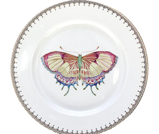 Mottahedeh Golden Teardrop Butterfly Dessert Plate