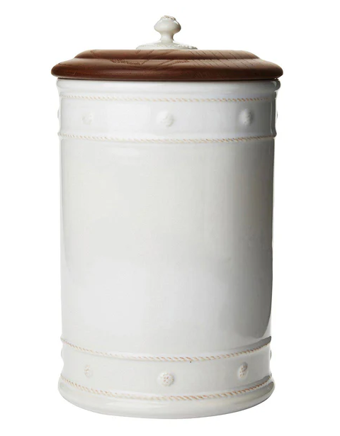 Juliska Berry & Thread Canister With Wooden Lid 13 Inch- Whitewash