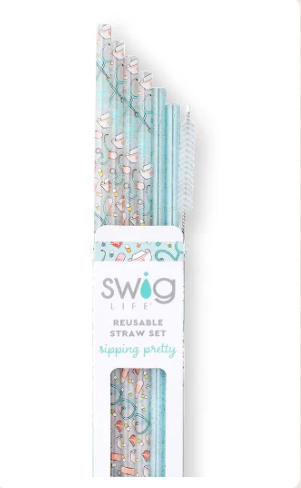 Scrub Life + Aqua Glitter Reusable Straw Set