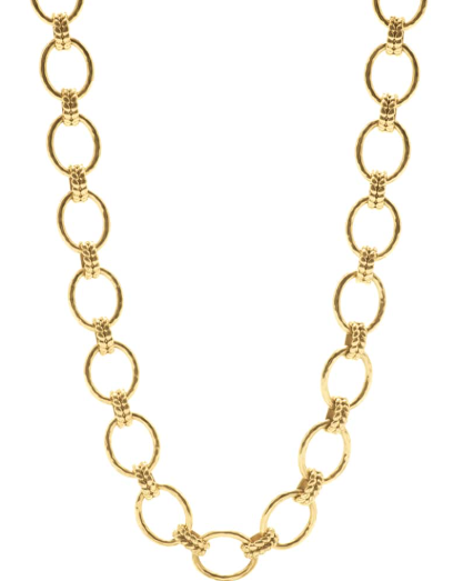 Capucine De Wulf Cleopatra Grande Link Necklace 16+2- Gold Hammered