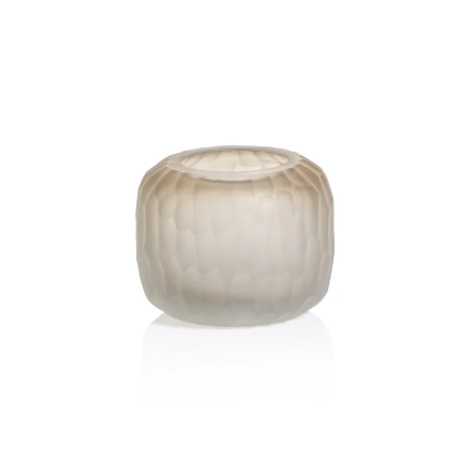 Zodax Vallees Cut Glass Vase-Taupe/Small