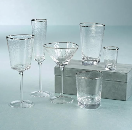 Zodax Aperitivo Highball Triangular Glass- Silver