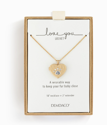 Pawprint Love You Locket - Gold