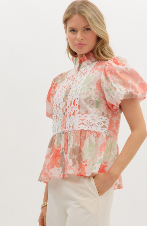 Whimsy Bloom Ruffle Shirt