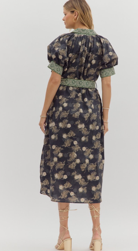 The Olive Bloom Midi Dress