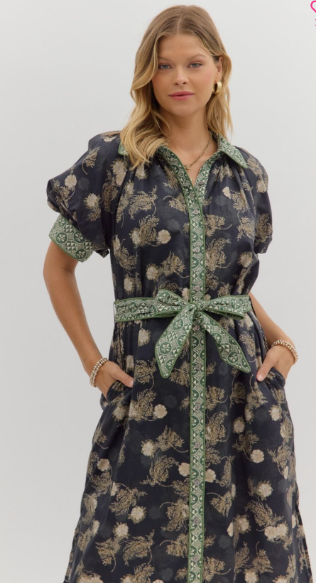 The Olive Bloom Midi Dress