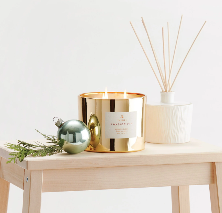 Thymes Frasier Fir Gold 3-Wick Candle