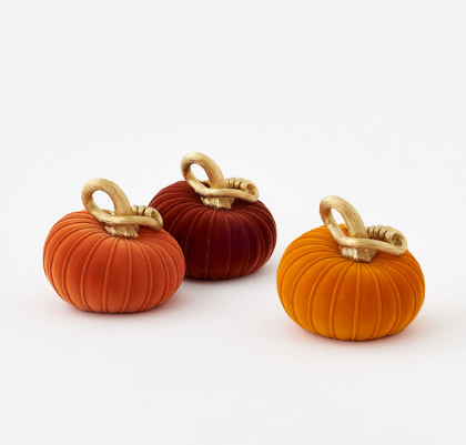 180 Flocked Pumpkin w/Curly Stem