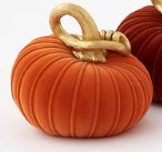 180 Flocked Pumpkin w/Curly Stem