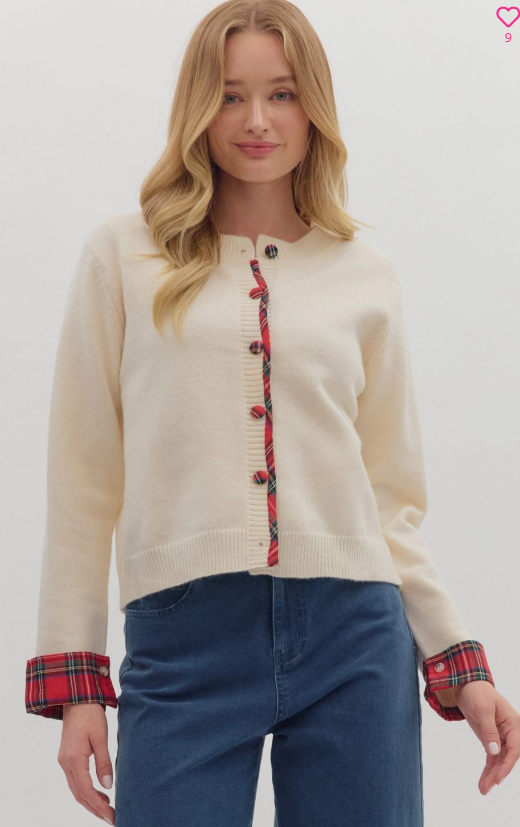 Entro Plaid Charm Cardigan