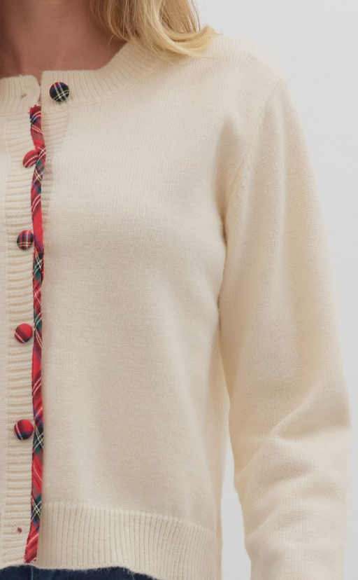 Entro Plaid Charm Cardigan