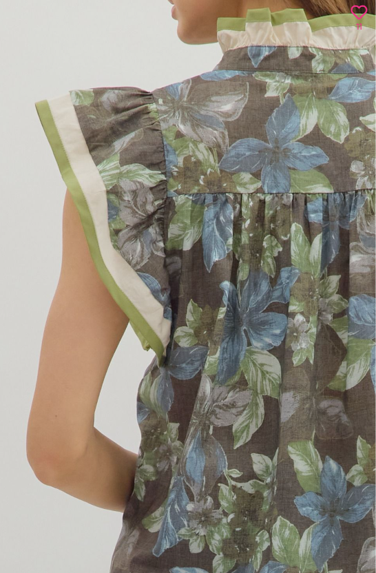 Entro Meadow Mist Ruffle Top