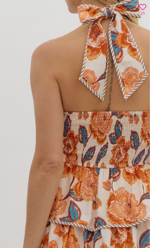 Entro Sunset Blooms Tiered Dress